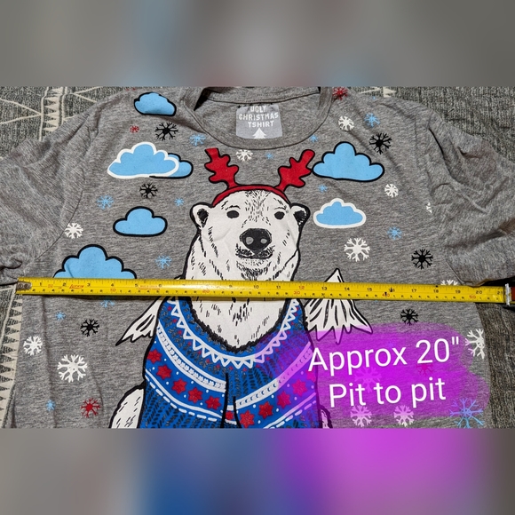 Ugly Christmas T shirt, ladies size LG, cute polar bear design, Good used con. - Picture 4 of 10